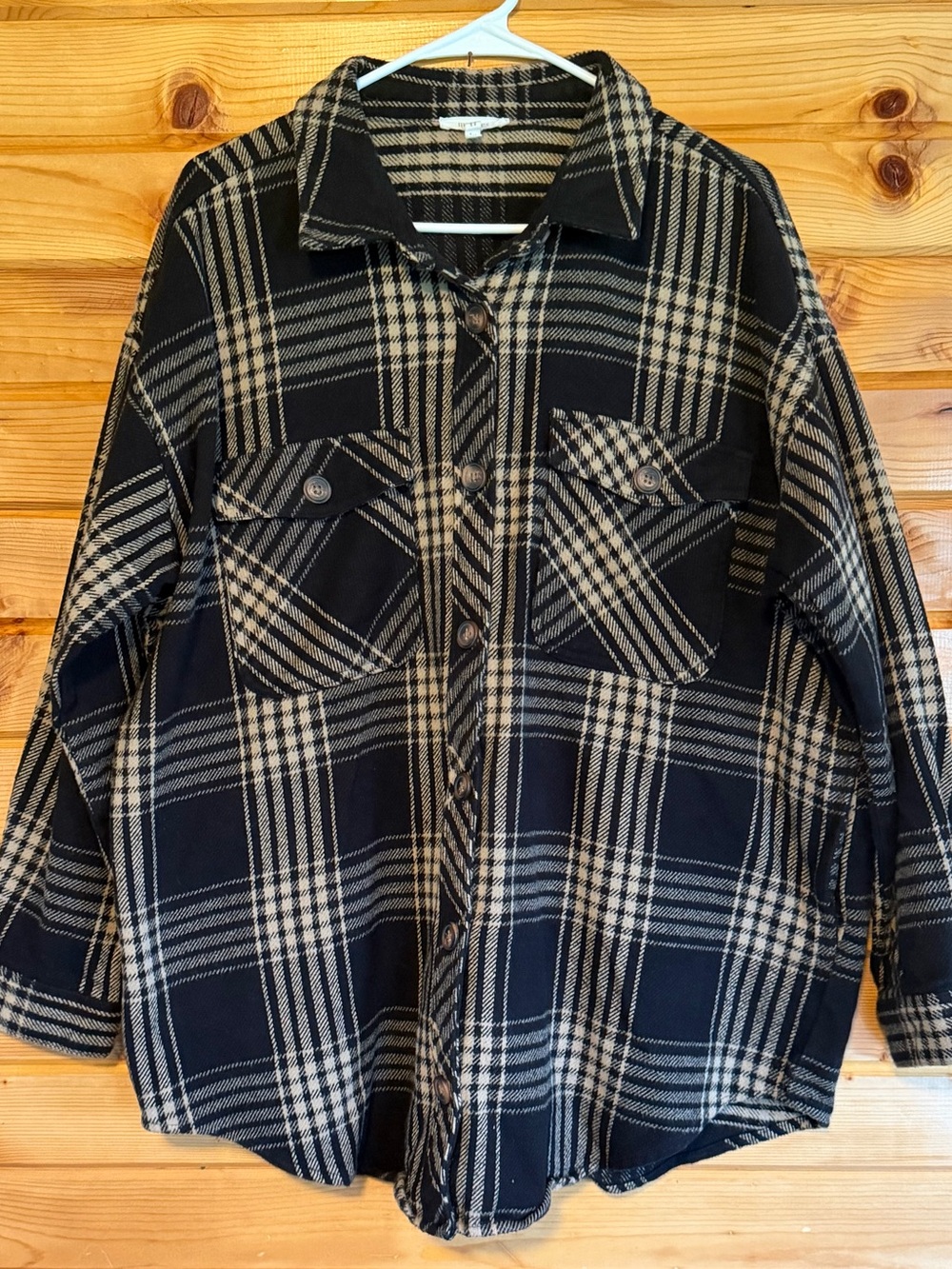 Maurices Black and Tan Plaid Utility Jacket